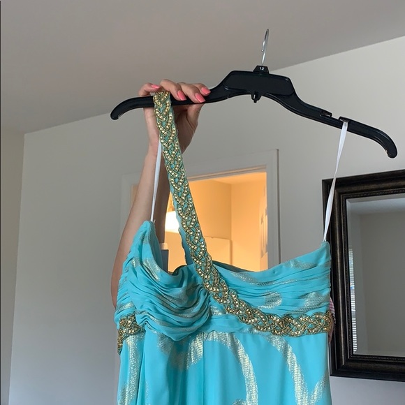 Turquoise and gold dress - Picture 5 of 5